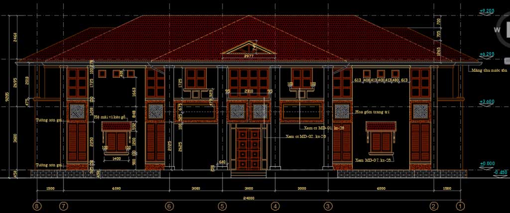 Nhà biệt thự 2 tầng thiết kế theo phong cách Trung Hoa