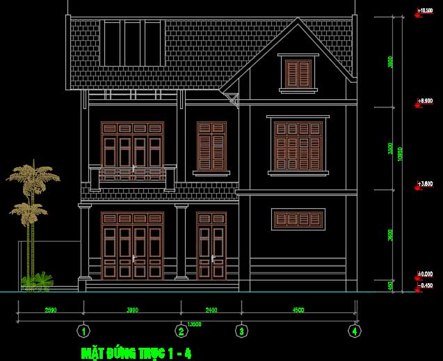 Nhà biệt thự 2 tầng 13.5x9m