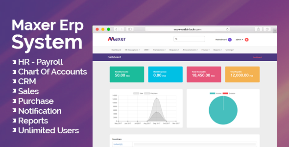 Hệ thống Maxer Erp - Nhân sự, Tài chính, Bán hàng, Mua hàng, CRM, Thông báo email