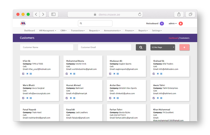 Hệ thống Maxer Erp - Nhân sự, Tài chính, Bán hàng, Mua hàng, CRM, Thông báo email